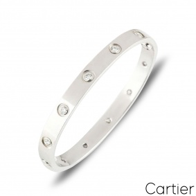 Cartier White Gold Full Diamond Love Bracelet Size 19 B6040719 Cartier White Gold Full Diamond Love Bracelet Size 19 B6040719